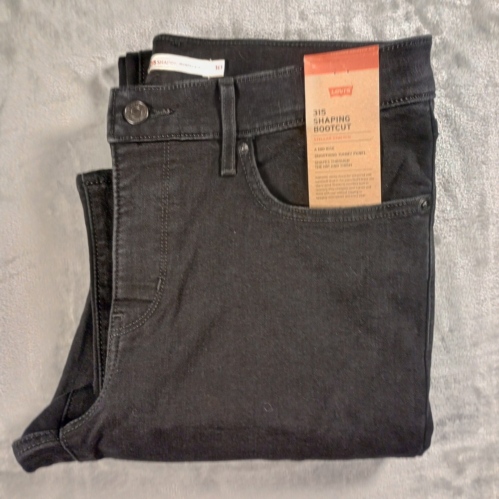 Levi's 315 Shaping Bootcut Women 30x32 Black Stellar Stretch Mid Rise Jeans NEW